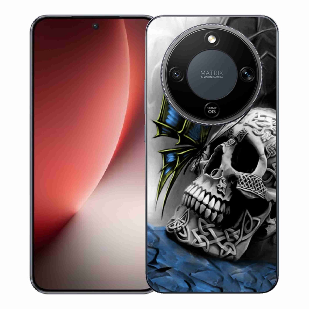 Gélový kryt mmCase na Honor Magic 8 Lite 5G - motýľ a lebka