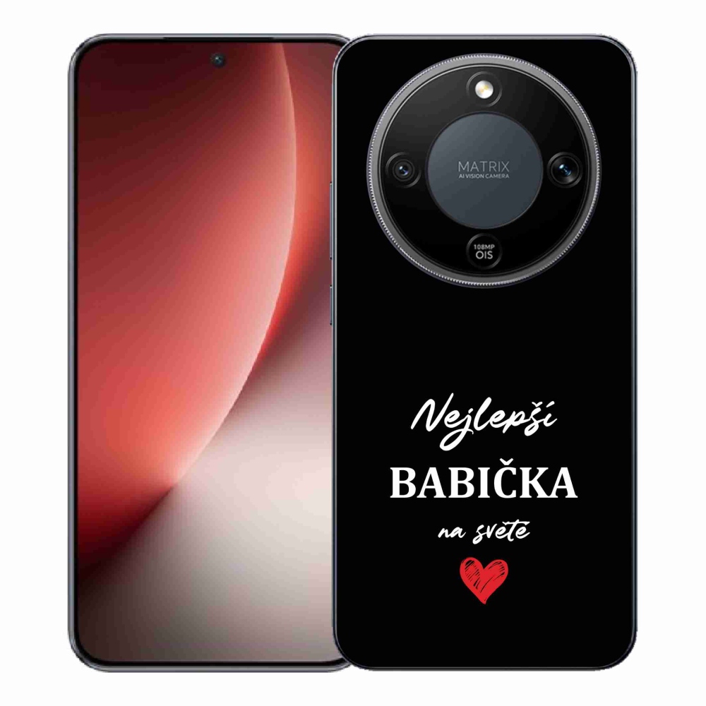 Gélový kryt mmCase na Honor Magic 8 Lite 5G - najlepšia babička 1 čierne pozadie