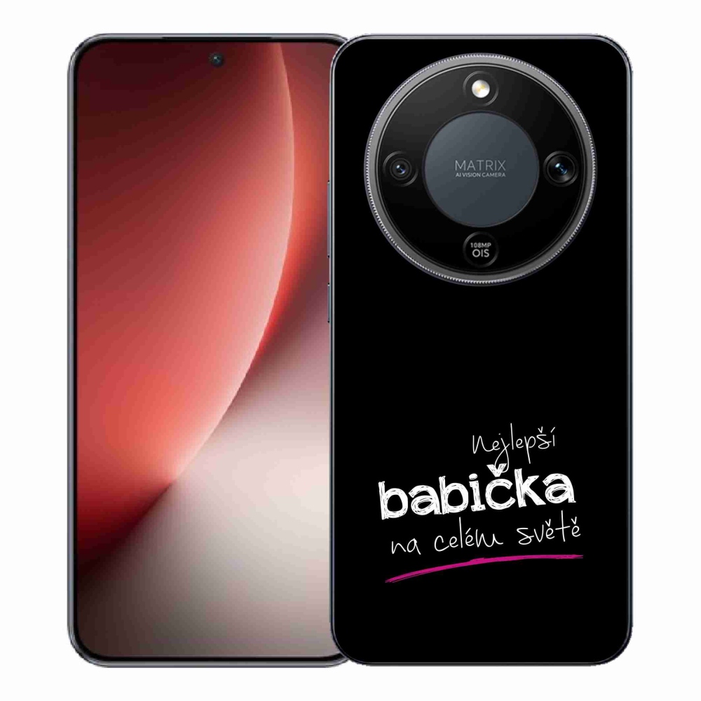 Gélový kryt mmCase na Honor Magic 8 Lite 5G - najlepšia babička 4 čierne pozadie