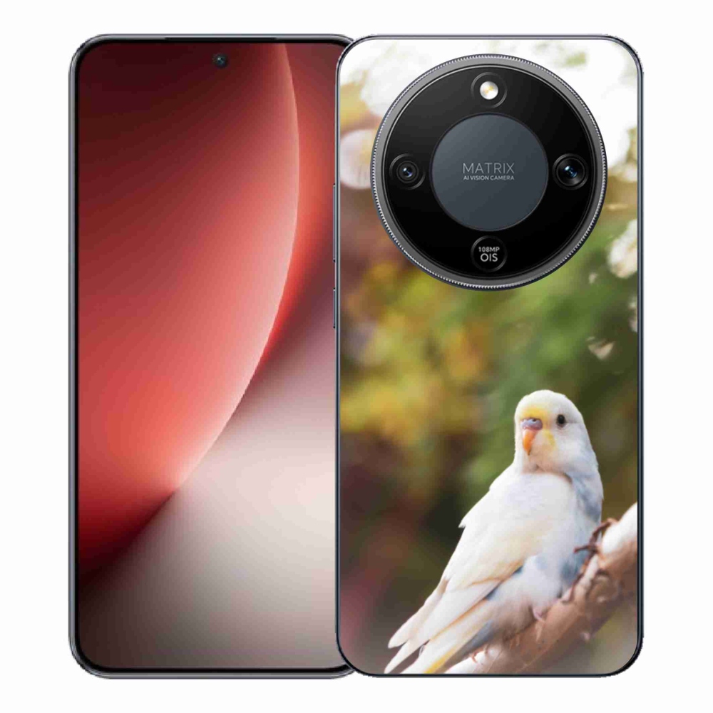 Gélový kryt mmCase na Honor Magic 8 Lite 5G - papagáj andulka biela