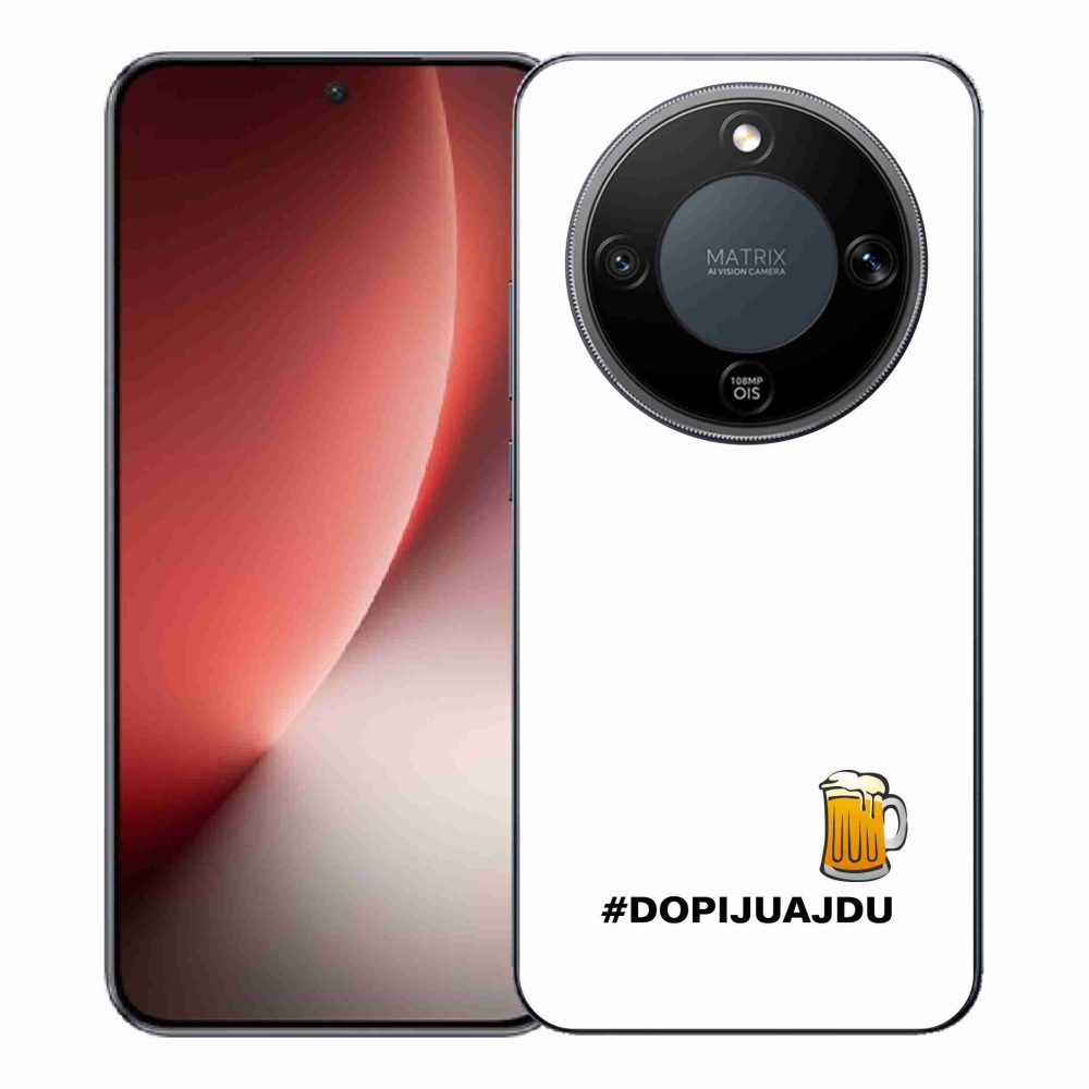 Gélový kryt mmCase na Honor Magic 8 Lite 5G - pivný motív 1 biele pozadie