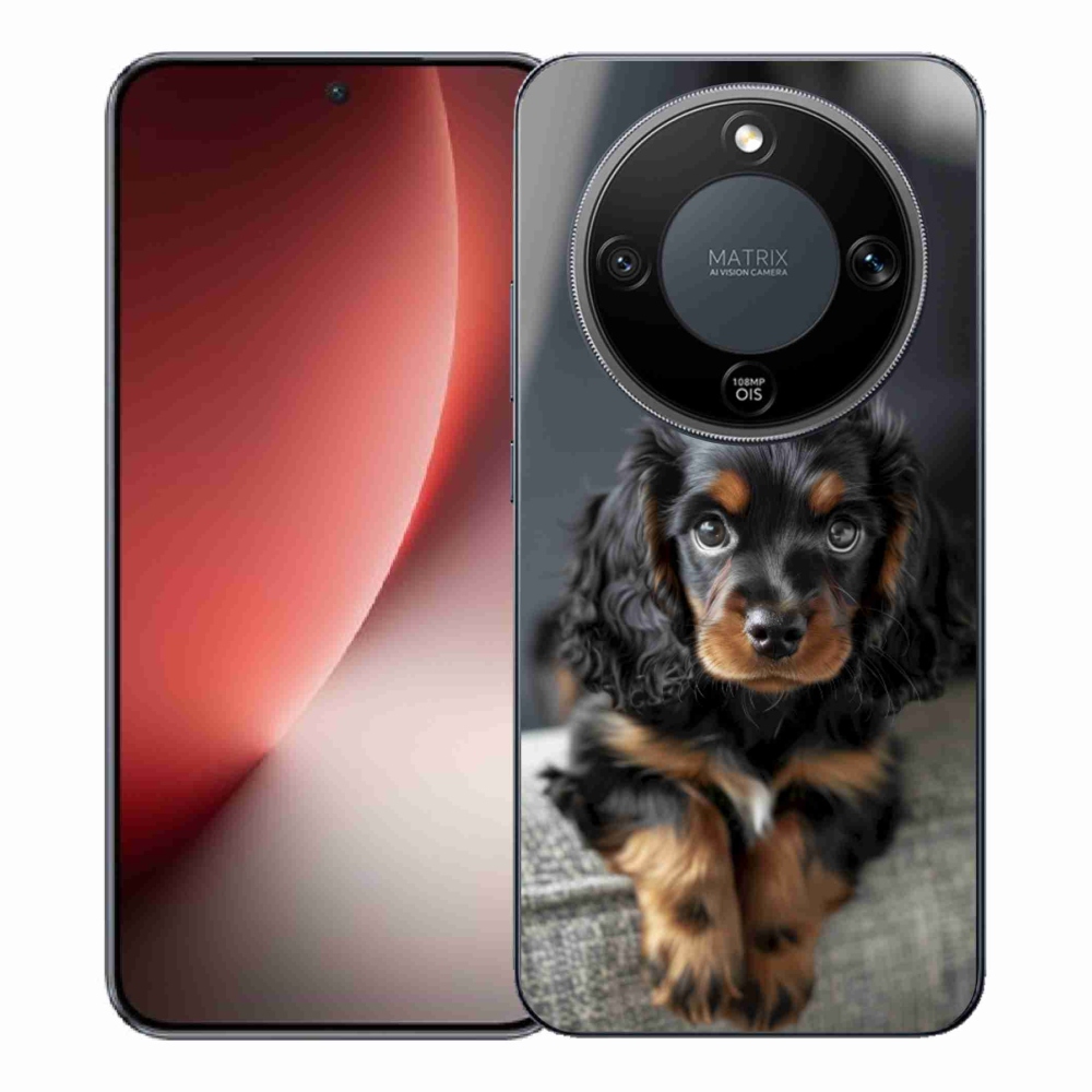 Gélový kryt mmCase na Honor Magic 8 Lite 5G - roztomilý dlhosrstý jazvečík