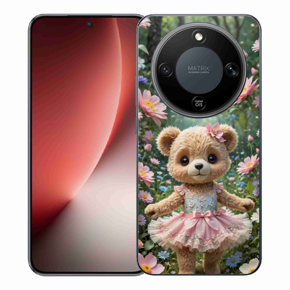 Gélový kryt mmCase na Honor Magic 8 Lite 5G - roztomilý medvedík v kvetoch