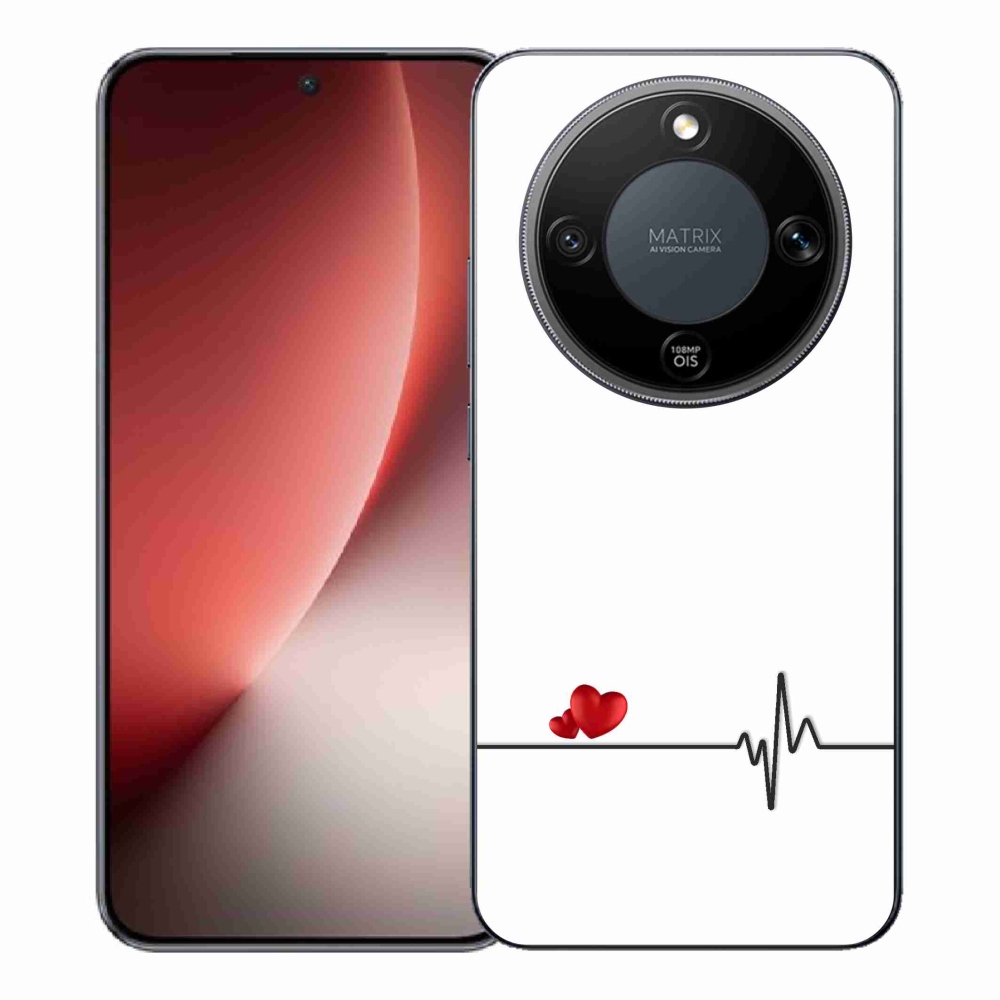 Gélový kryt mmCase na Honor Magic 8 Lite 5G - srdce a tep biele pozadie