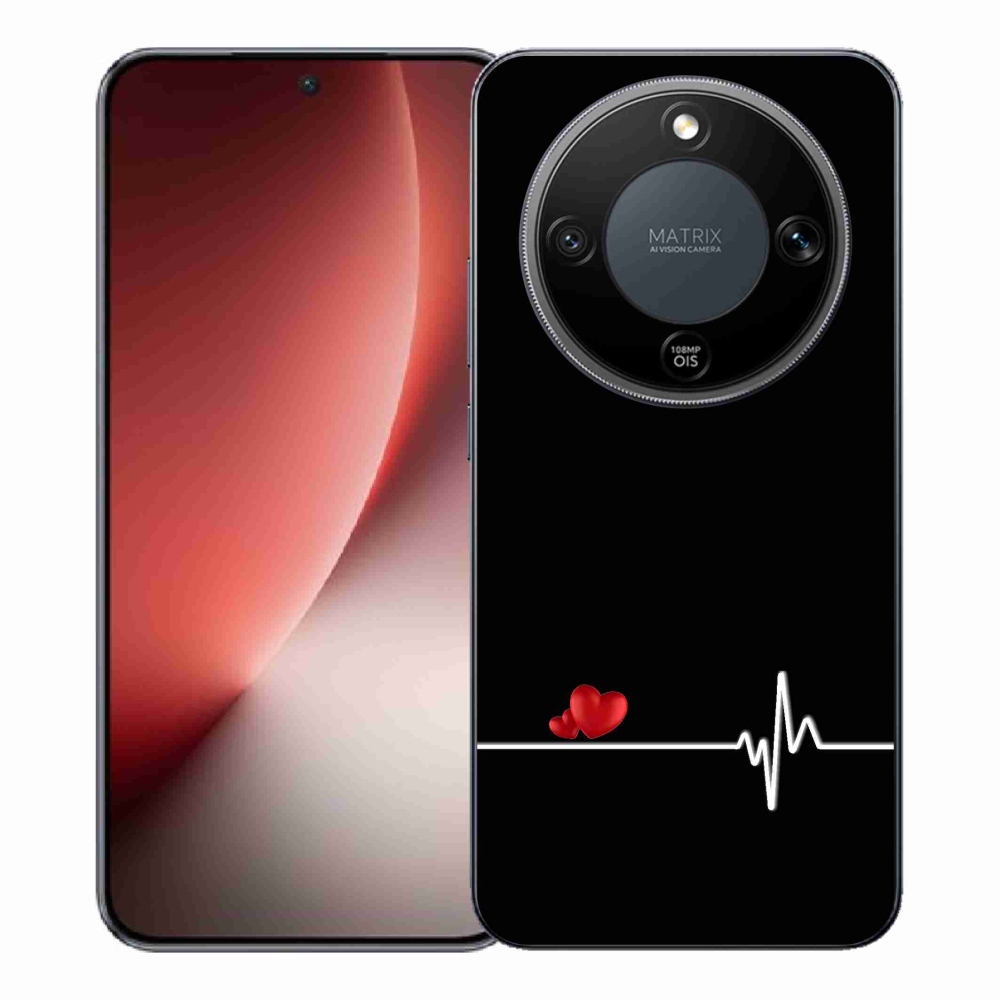 Gélový kryt mmCase na Honor Magic 8 Lite 5G - srdce a tep čierne pozadie