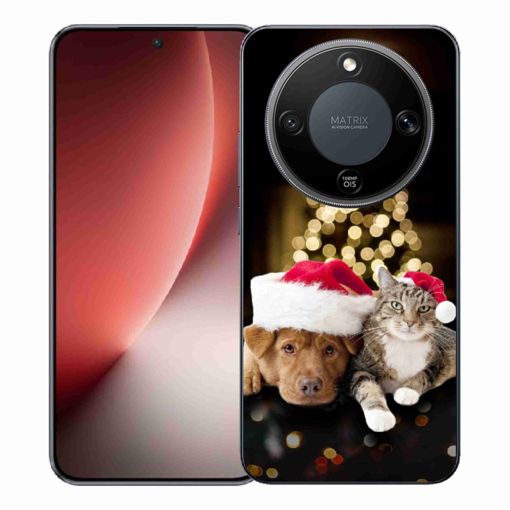 Gélový kryt mmCase na Honor Magic 8 Lite 5G - vianočný pes a mačka