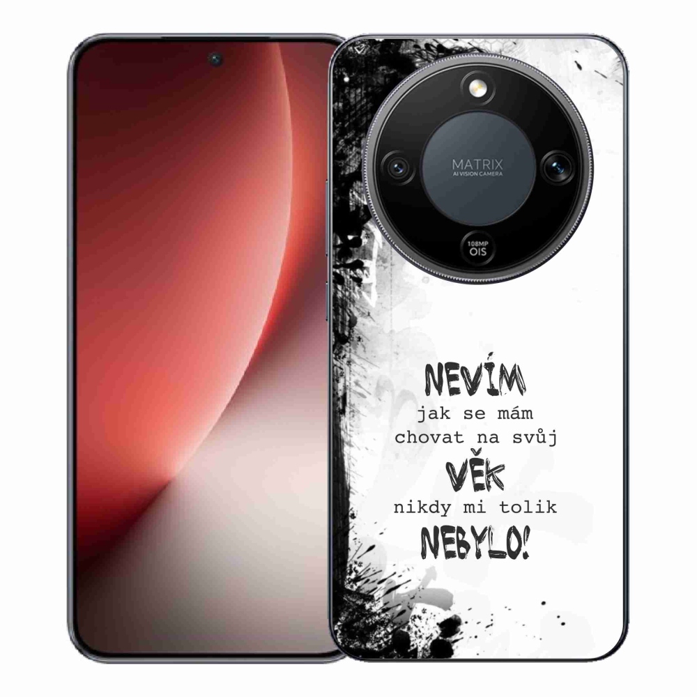 Gélový kryt mmCase na Honor Magic 8 Lite 5G - vtipný text 14 biele pozadie