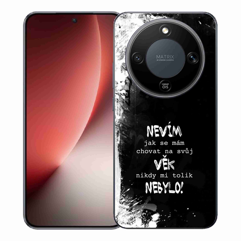 Gélový kryt mmCase na Honor Magic 8 Lite 5G - vtipný text 14 čierne pozadie