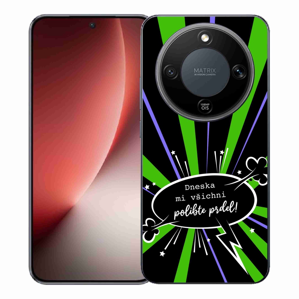 Gélový kryt mmCase na Honor Magic 8 Lite 5G - vtipný text 15 čierne pozadie