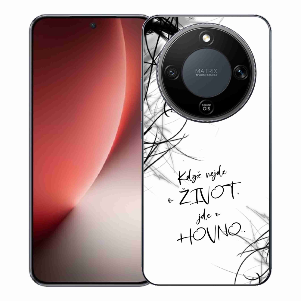 Gélový kryt mmCase na Honor Magic 8 Lite 5G - vtipný text 16 biele pozadie