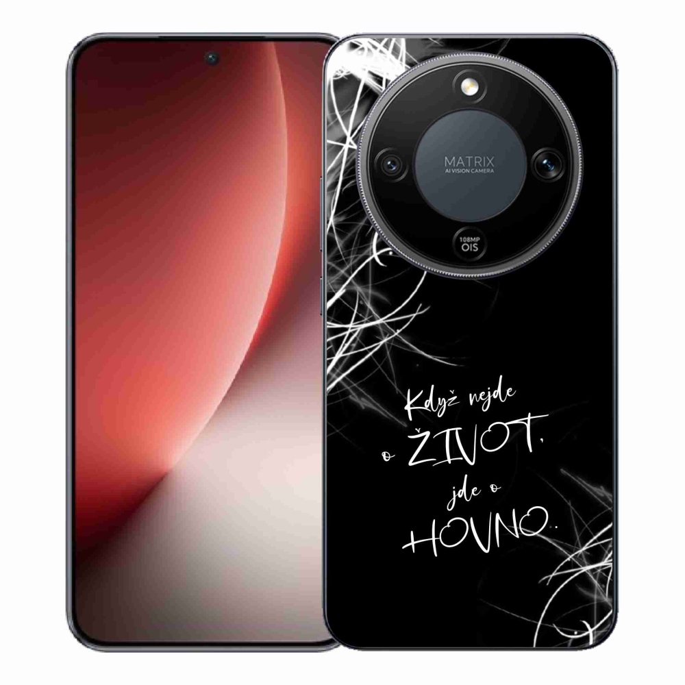 Gélový kryt mmCase na Honor Magic 8 Lite 5G - vtipný text 16 čierne pozadie