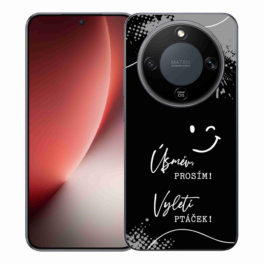 Gélový kryt mmCase na Honor Magic 8 Lite 5G - vtipný text 4 čierne pozadie