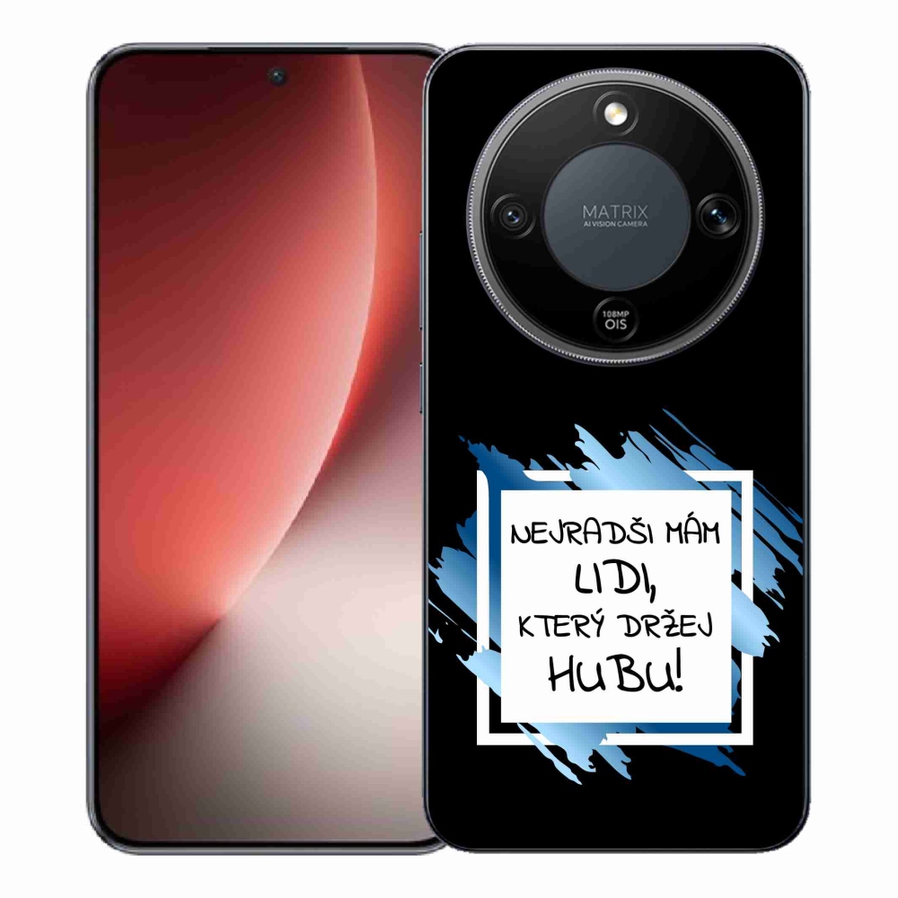 Gélový kryt mmCase na Honor Magic 8 Lite 5G - vtipný text 7 bieločierne pozadie