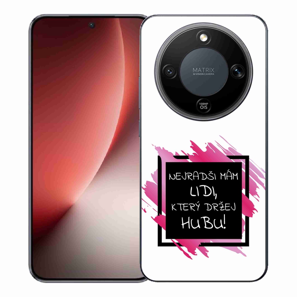 Gélový kryt mmCase na Honor Magic 8 Lite 5G - vtipný text 7 čiernobiele pozadie