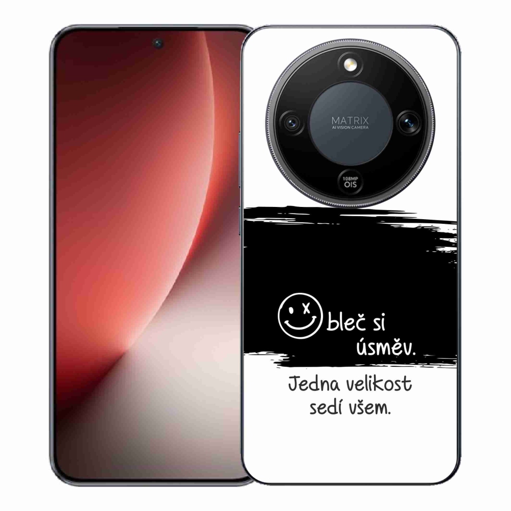 Gélový kryt mmCase na Honor Magic 8 Lite 5G - vtipný text 8 čiernobiele pozadie