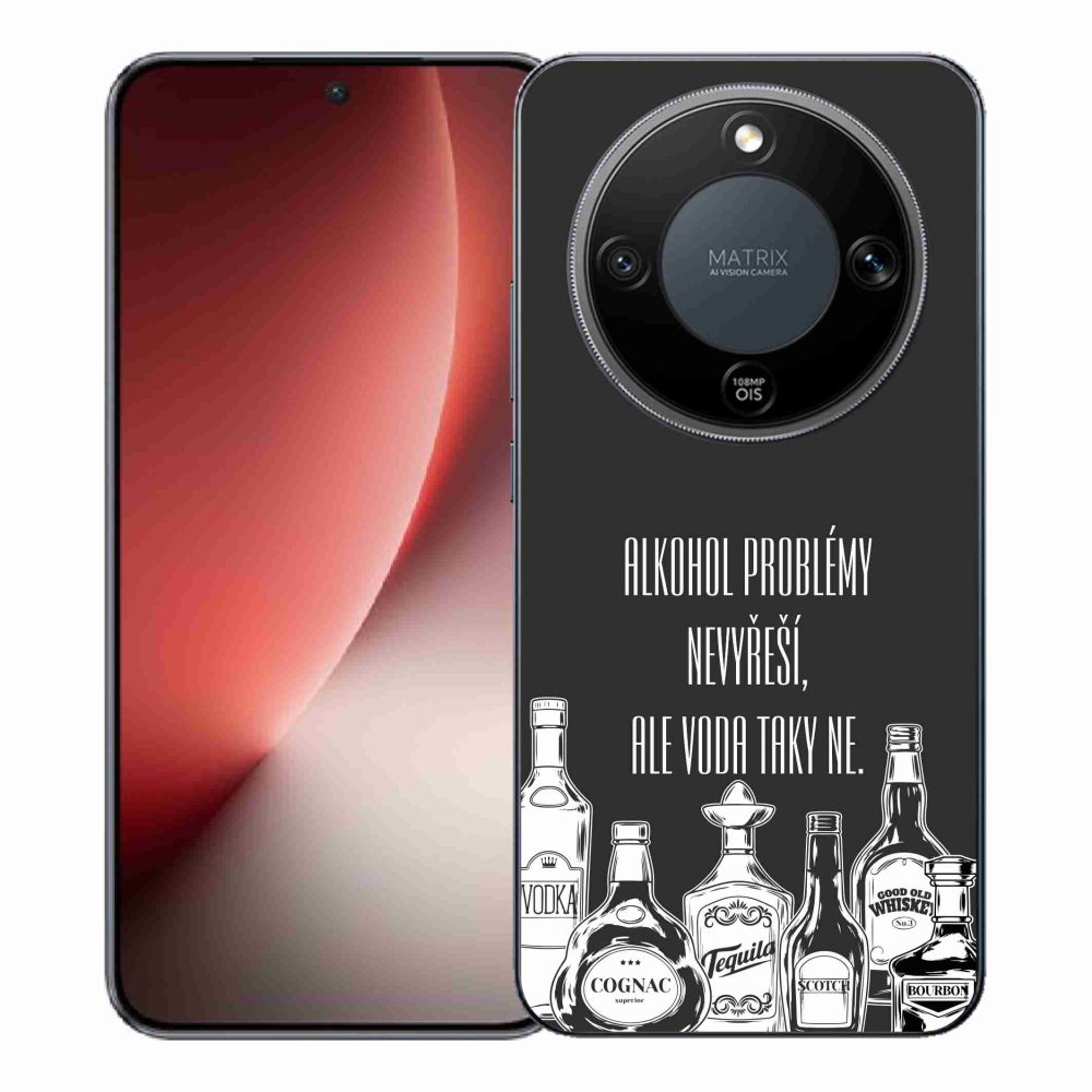 Gélový kryt mmCase na Honor Magic 8 Lite 5G - vtipný text čierne pozadie