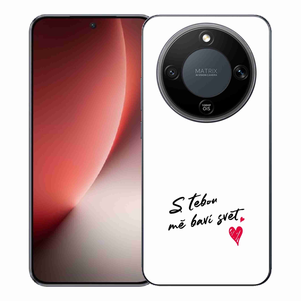 Gélový kryt mmCase na Honor Magic 8 Lite 5G - zamilovaný text 1 biele pozadie
