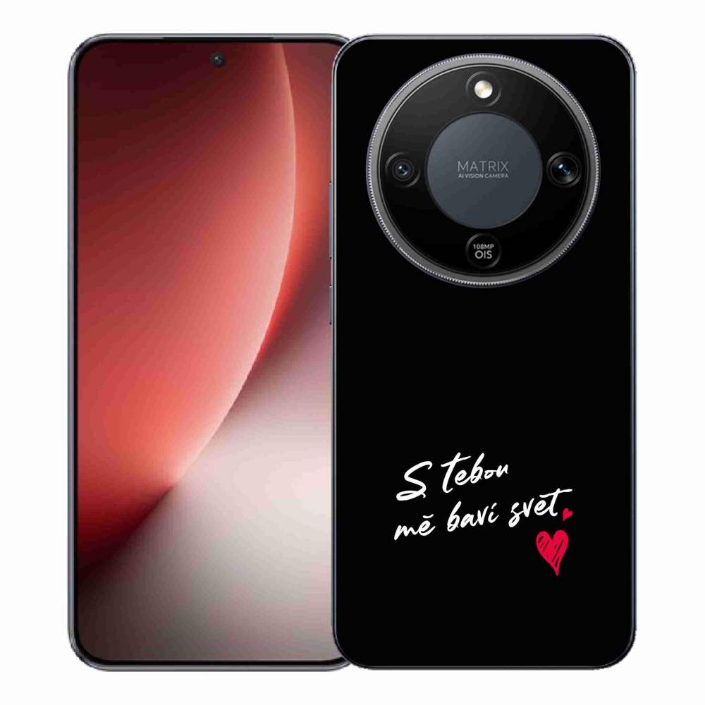 Gélový kryt mmCase na Honor Magic 8 Lite 5G - zamilovaný text 1 čierne pozadie