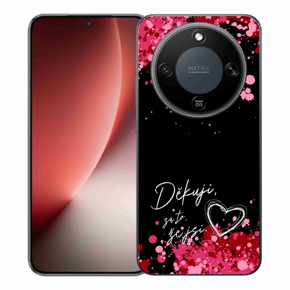 Gélový kryt mmCase na Honor Magic 8 Lite 5G - zamilovaný text 2 čierne pozadie