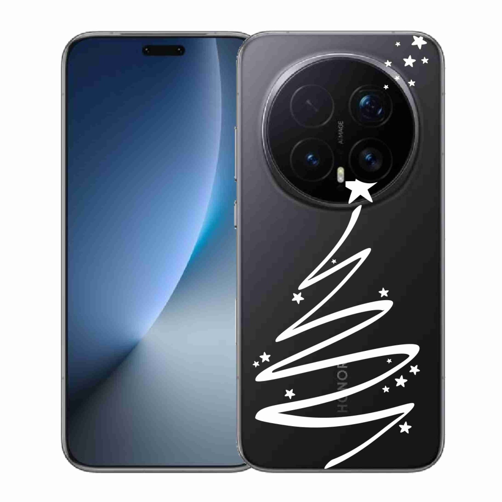 Gélový kryt mmCase na Honor Magic 8 Pro - biely stromček na priehľadnom pozadí