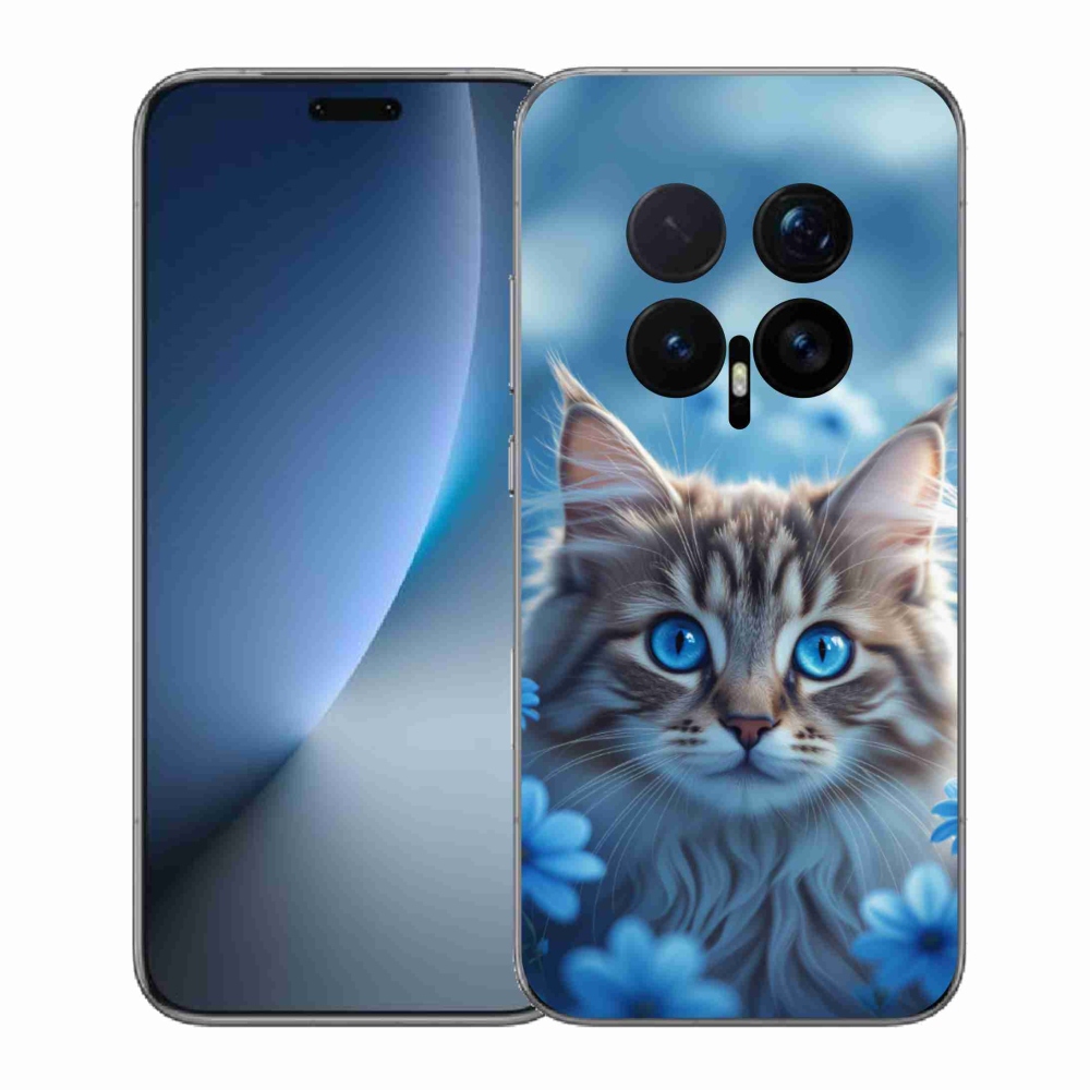 Gélový kryt mmCase na Honor Magic 8 Pro - mačiatko v modrých kvetoch