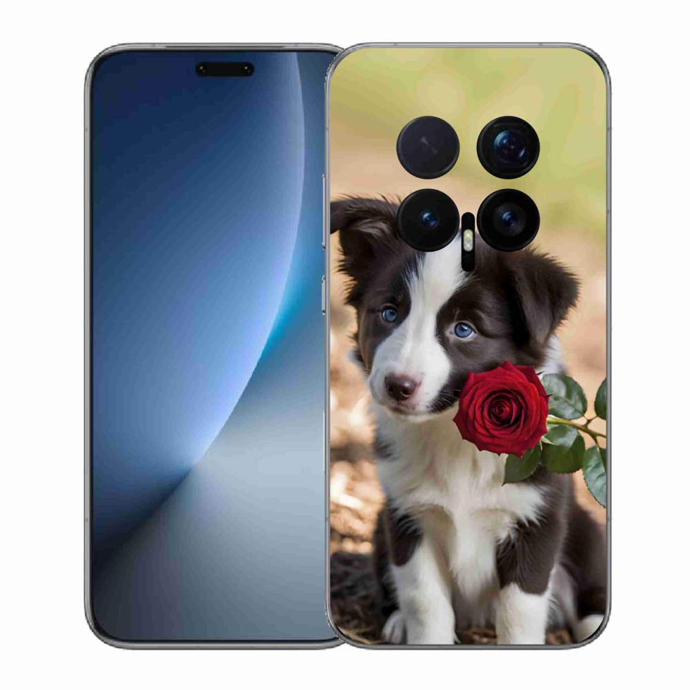 Gélový kryt mmCase na Honor Magic 8 Pro - roztomilá border kólia s ružou