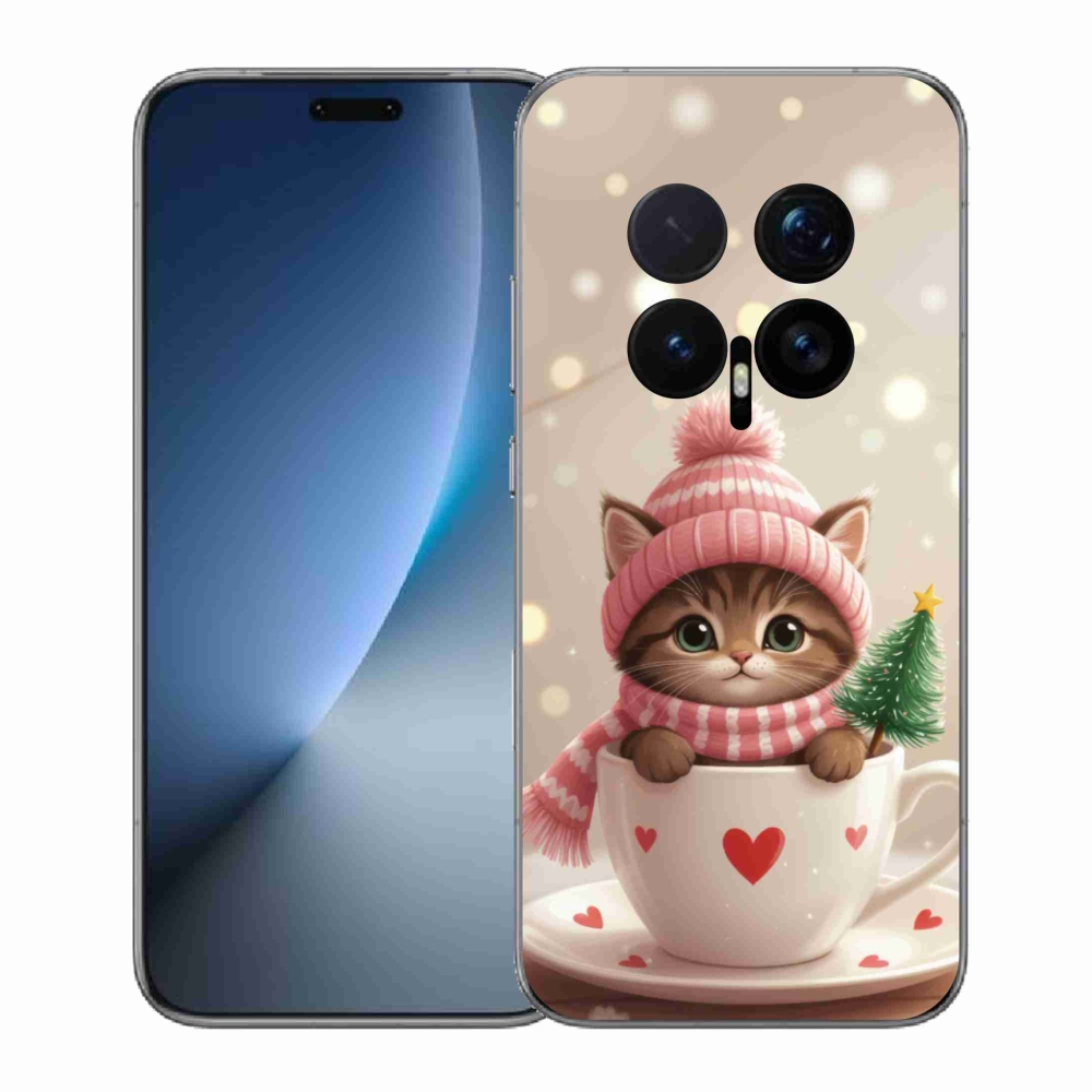 Gélový kryt mmCase na Honor Magic 8 Pro - vianočné mačiatko v hrnčeku