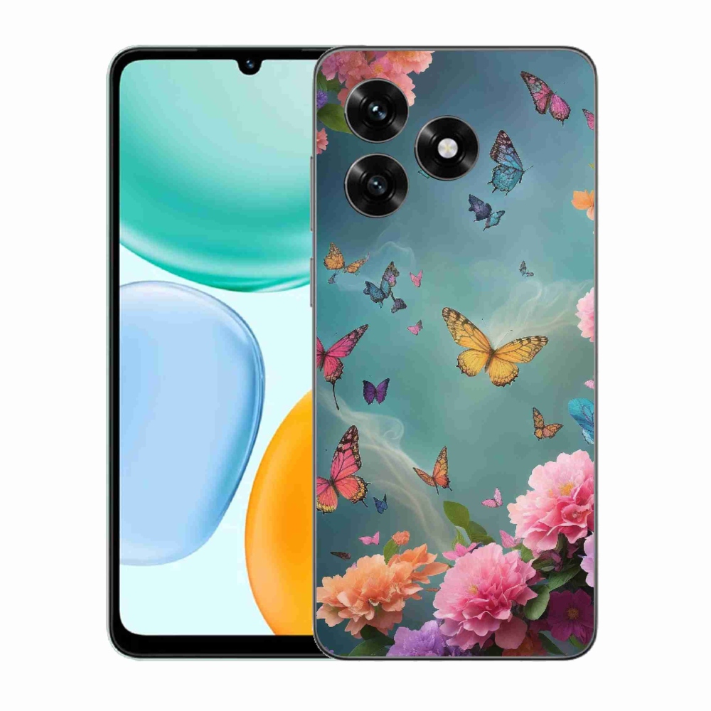 Gélový kryt mmCase na Honor X5c Plus - farebné kvety a motýle