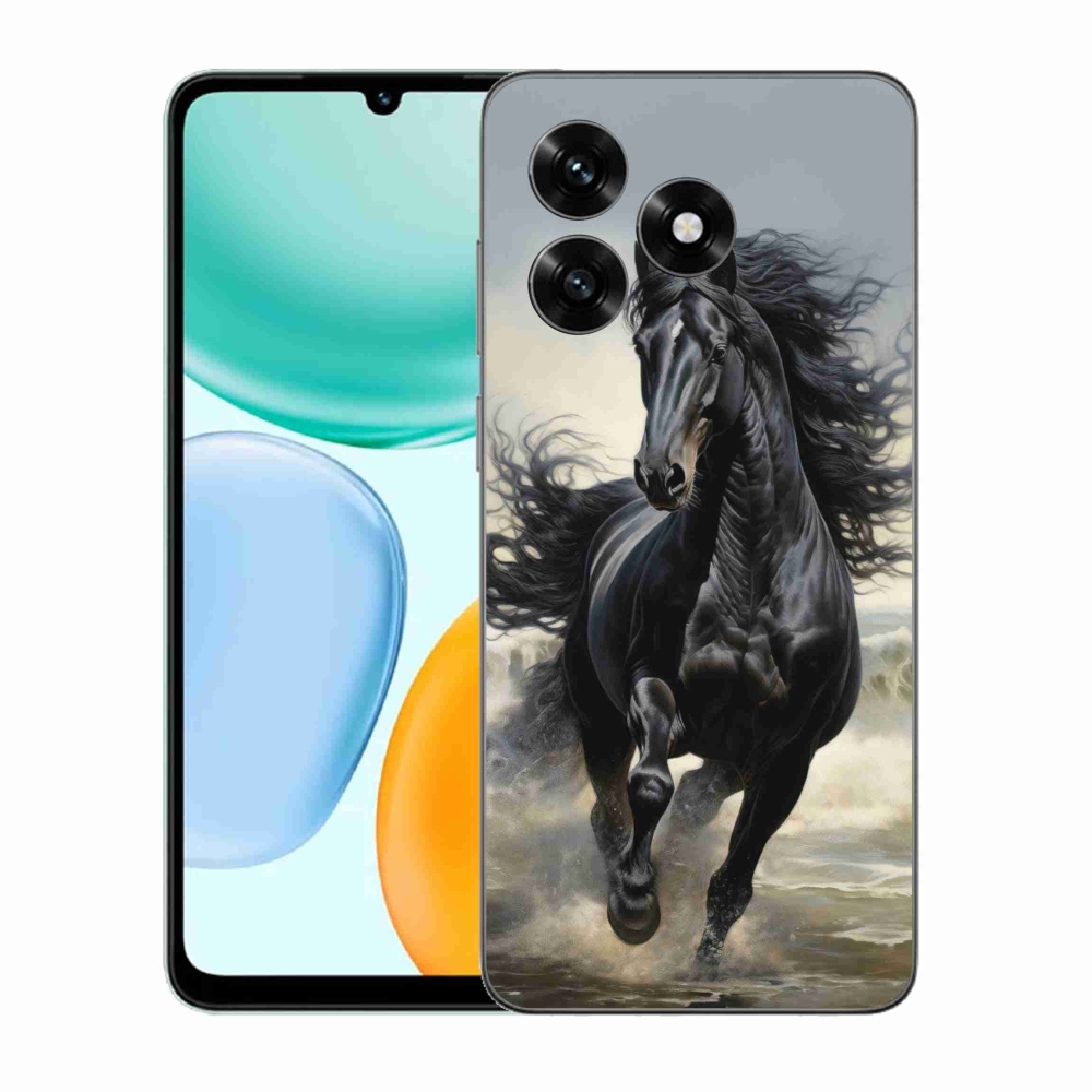 Gélový kryt mmCase na Honor X5c Plus - bežiaci čierny kôň