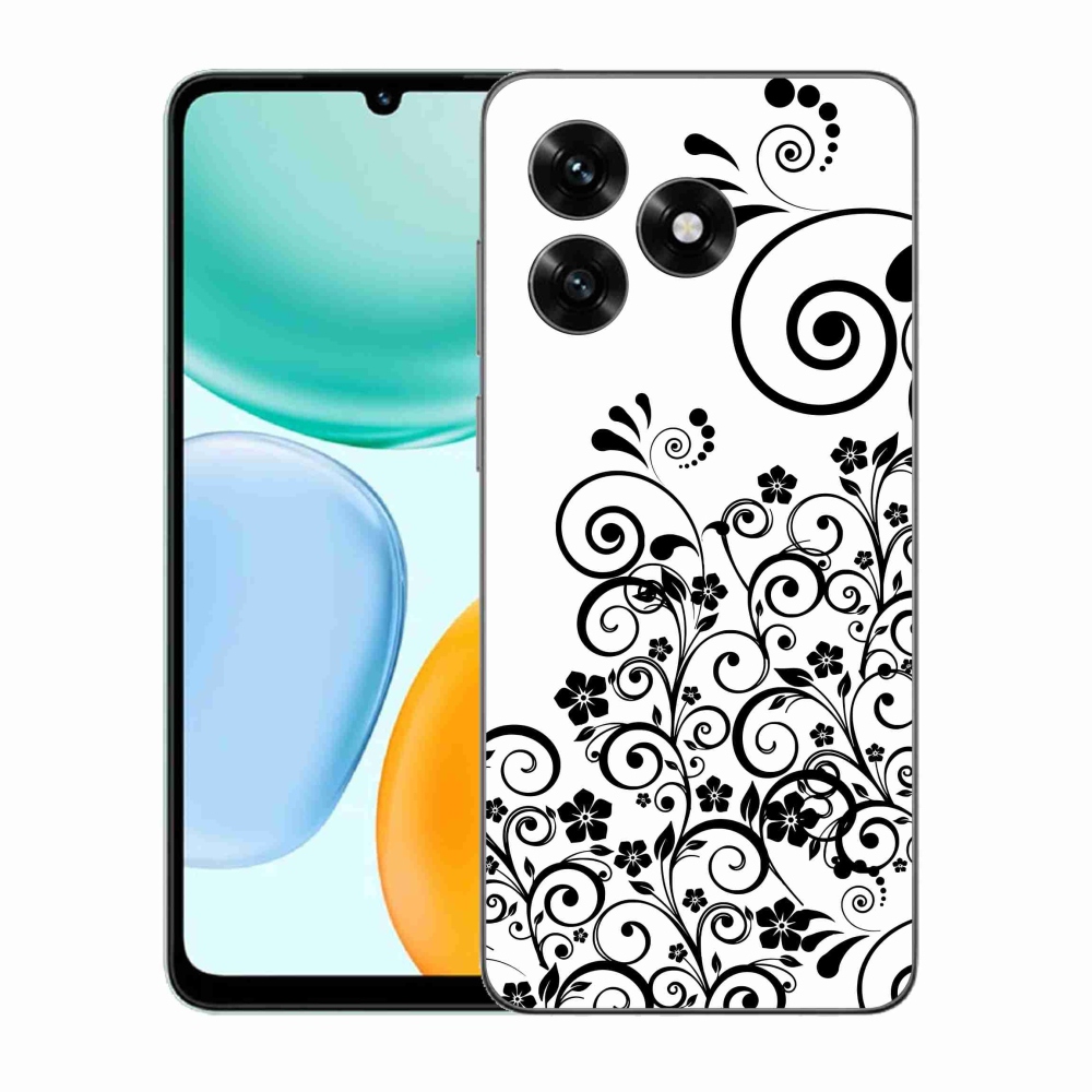 Gélový kryt mmCase na Honor X5c Plus - čiernobiele kvetinové vzory