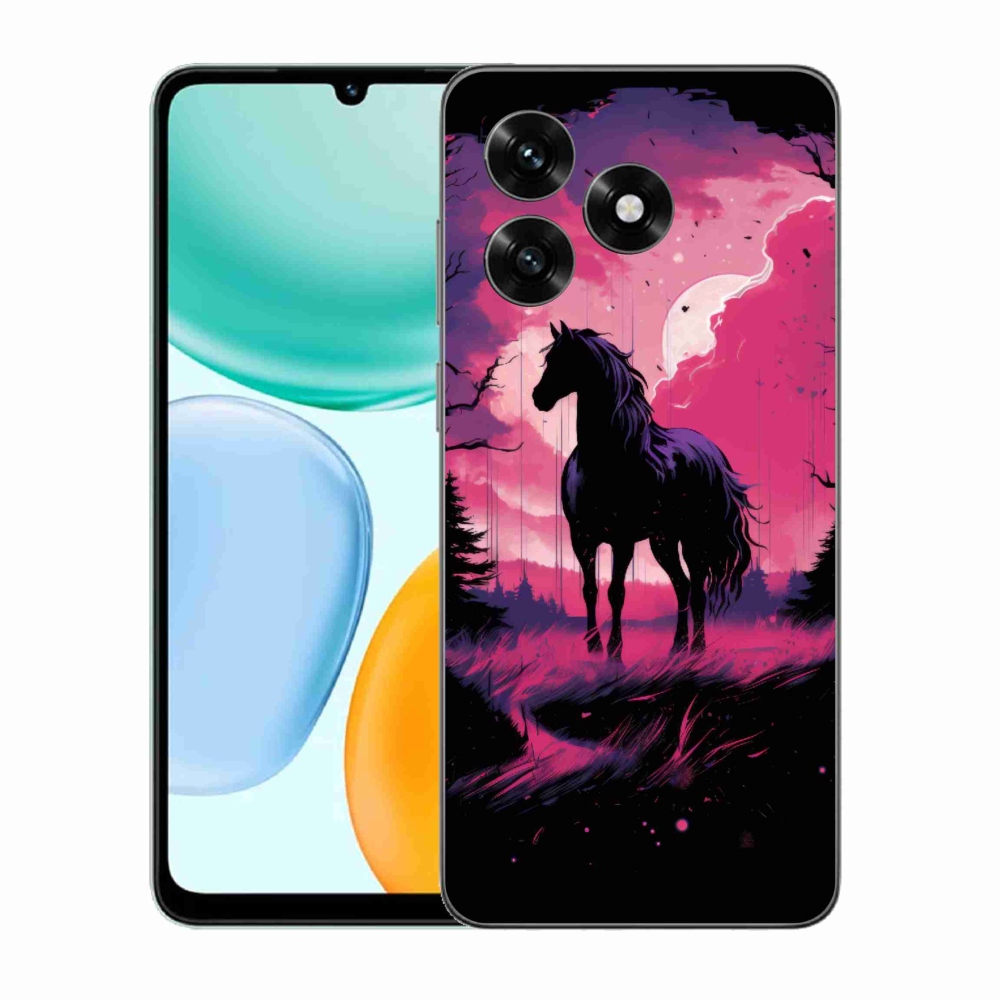 Gélový kryt mmCase na Honor X5c Plus - čierny kreslený kôň 1