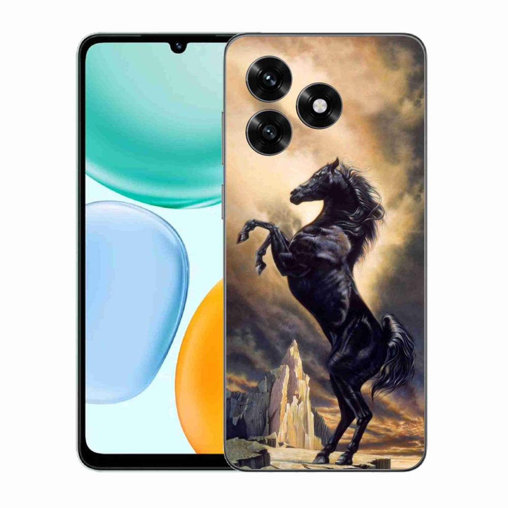 Gélový kryt mmCase na Honor X5c Plus - čierny kreslený kôň