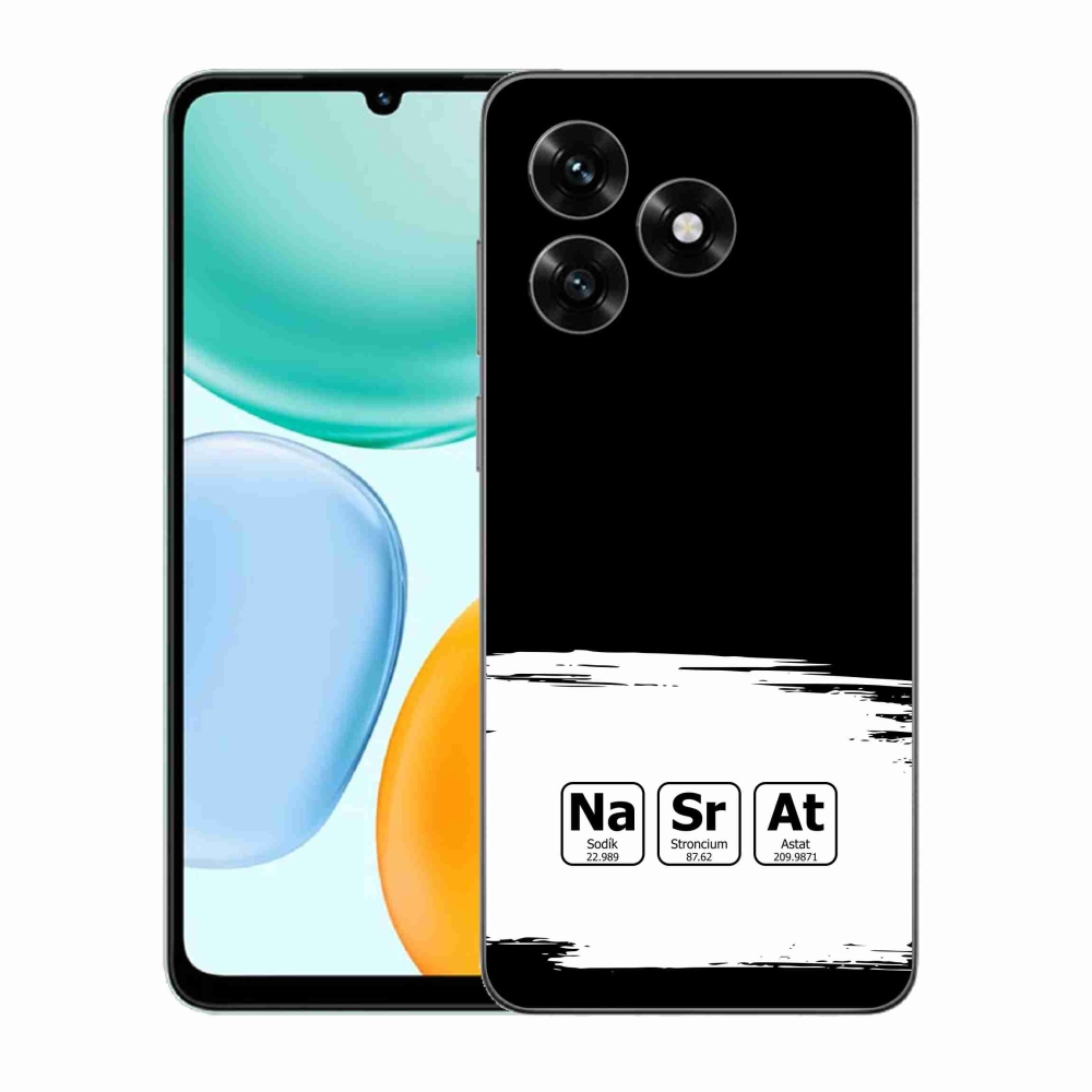 Gélový kryt mmCase na Honor X5c Plus - chemické prvky bieločierne pozadie