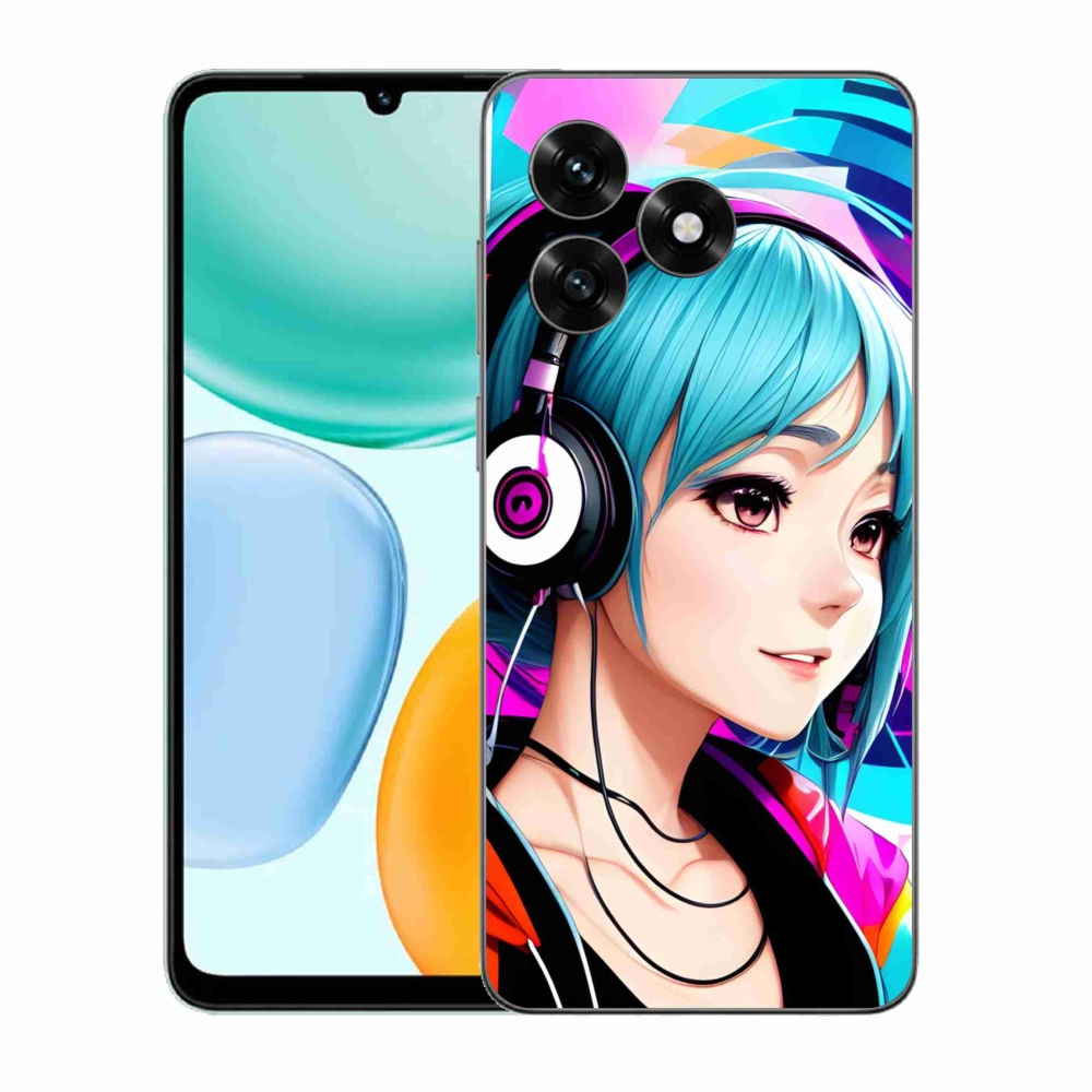 Gélový kryt mmCase na Honor X5c Plus - dievča so slúchadlami