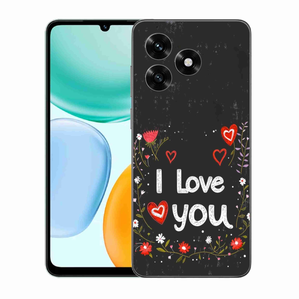 Gélový kryt mmCase na Honor X5c Plus - I love you čierne pozadie