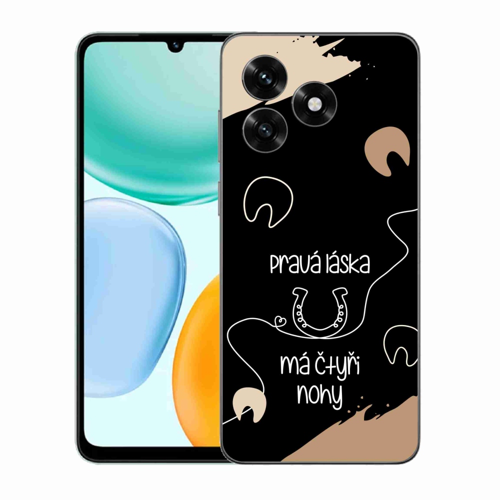 Gélový kryt mmCase na Honor X5c Plus - konský motív čierne pozadie