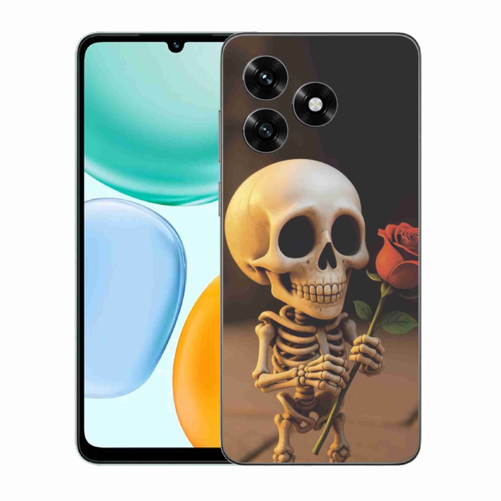 Gélový kryt mmCase na Honor X5c Plus - kostlivec s ružou