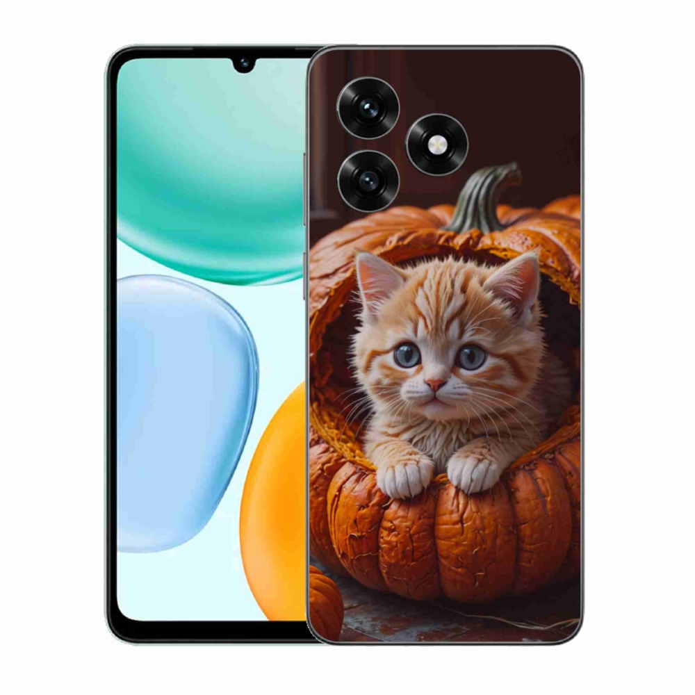 Gélový kryt mmCase na Honor X5c Plus - mačiatko a tekvica 2