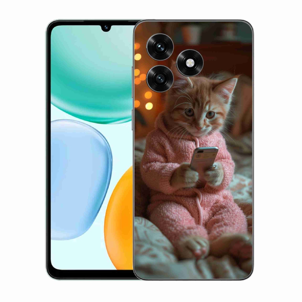 Gélový kryt mmCase na Honor X5c Plus - mačiatko s mobilom