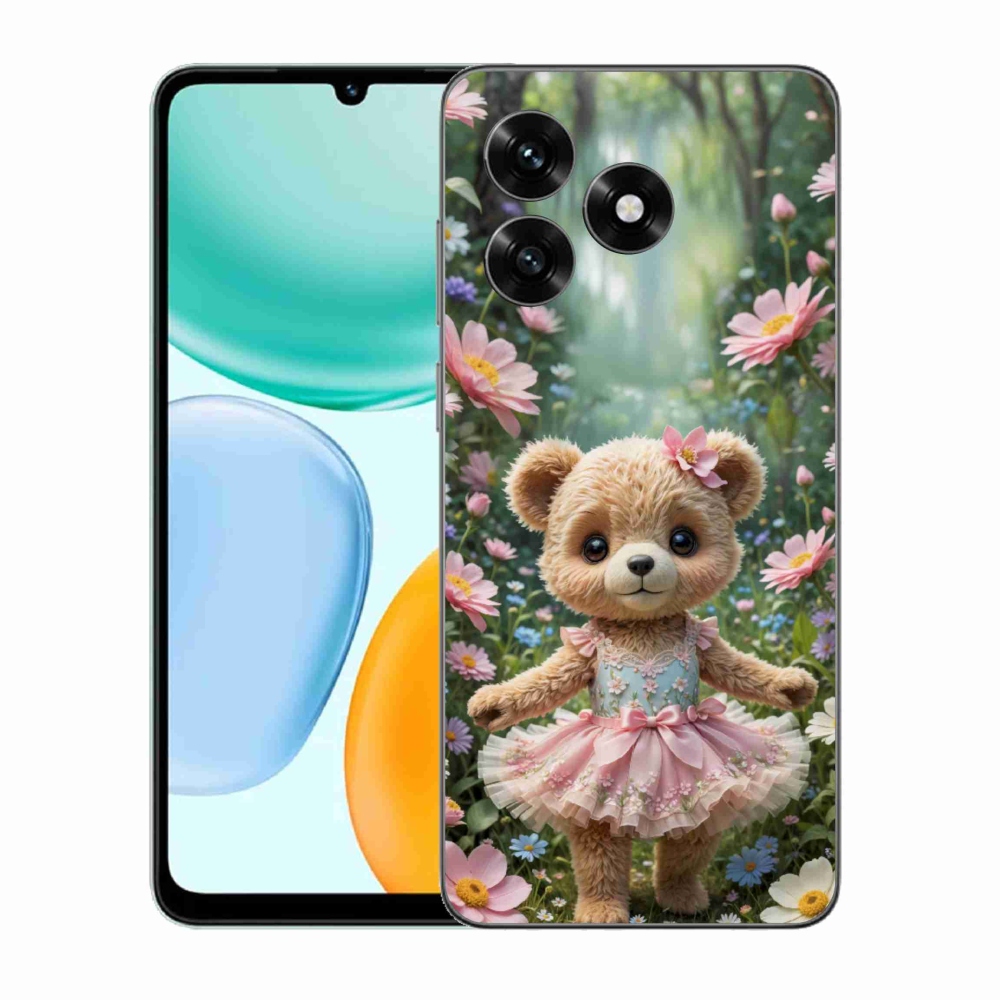 Gélový kryt mmCase na Honor X5c Plus - roztomilý medvedík v kvetoch