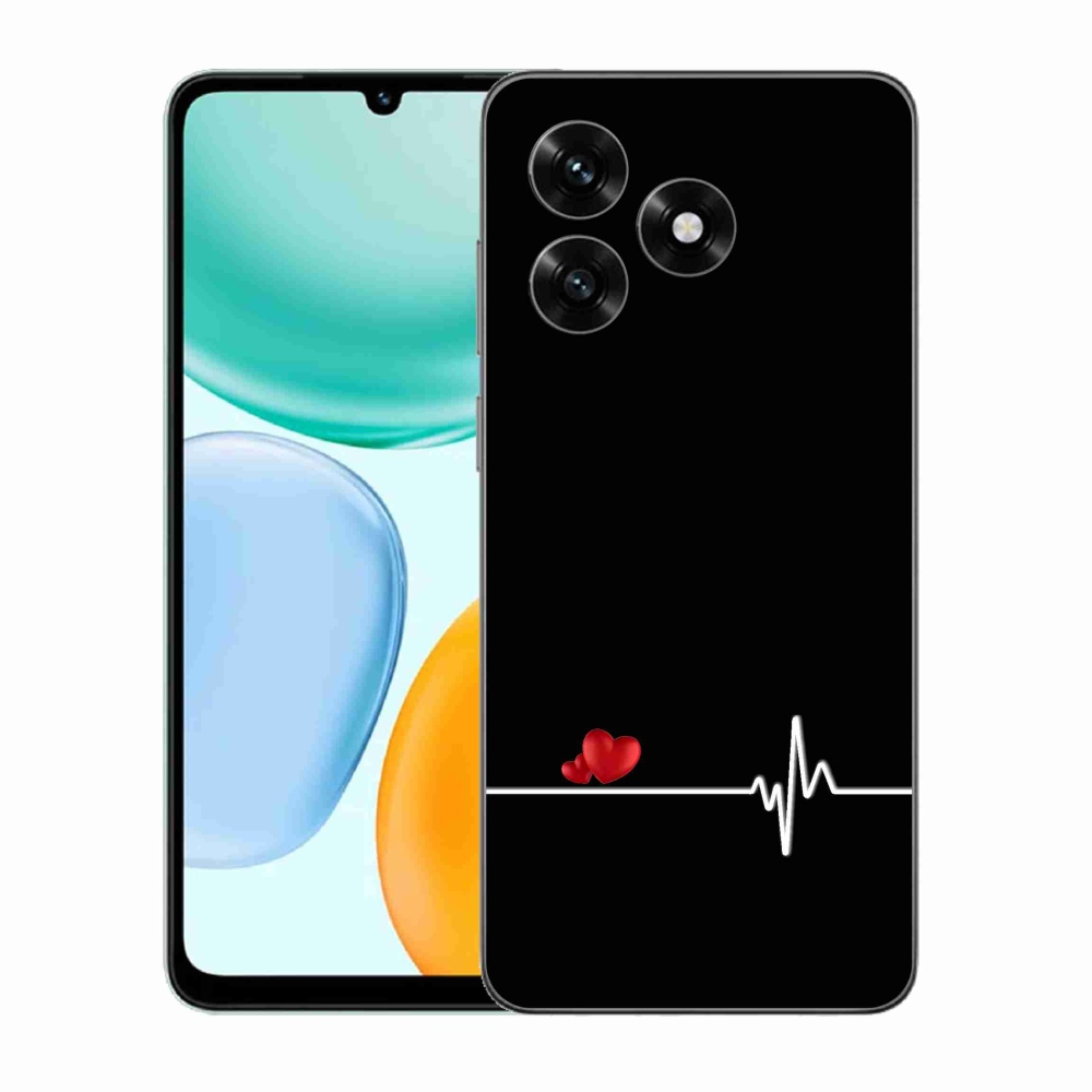 Gélový kryt mmCase na Honor X5c Plus - srdce a tep čierne pozadie