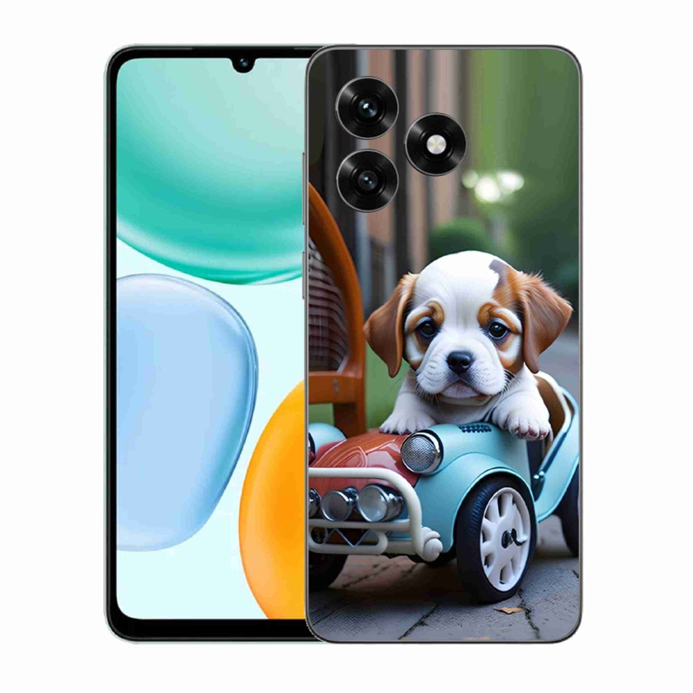 Gélový kryt mmCase na Honor X5c Plus - šteňa v retro aute