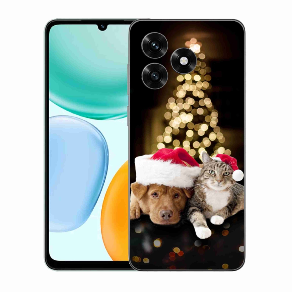 Gélový kryt mmCase na Honor X5c Plus - vianočný pes a mačka