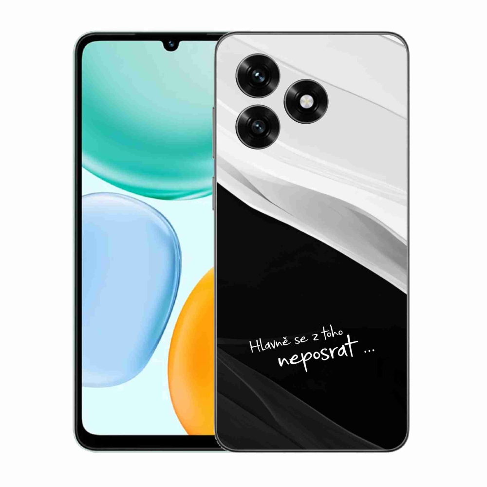 Gélový kryt mmCase na Honor X5c Plus - vtipný text 13 čiernobiele pozadie