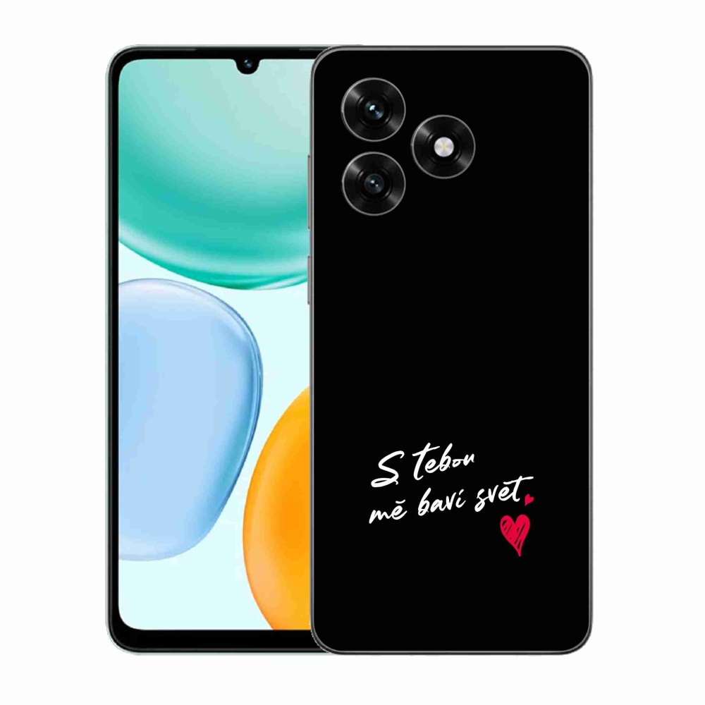 Gélový kryt mmCase na Honor X5c Plus - zamilovaný text 1 čierne pozadie