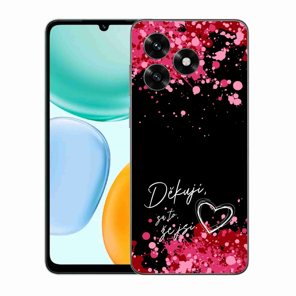 Gélový kryt mmCase na Honor X5c Plus - zamilovaný text 2 čierne pozadie