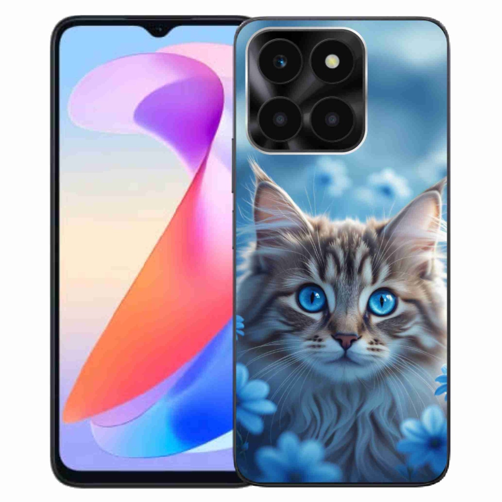 Gélový kryt mmCase na Honor X6a - mačiatko v modrých kvetoch