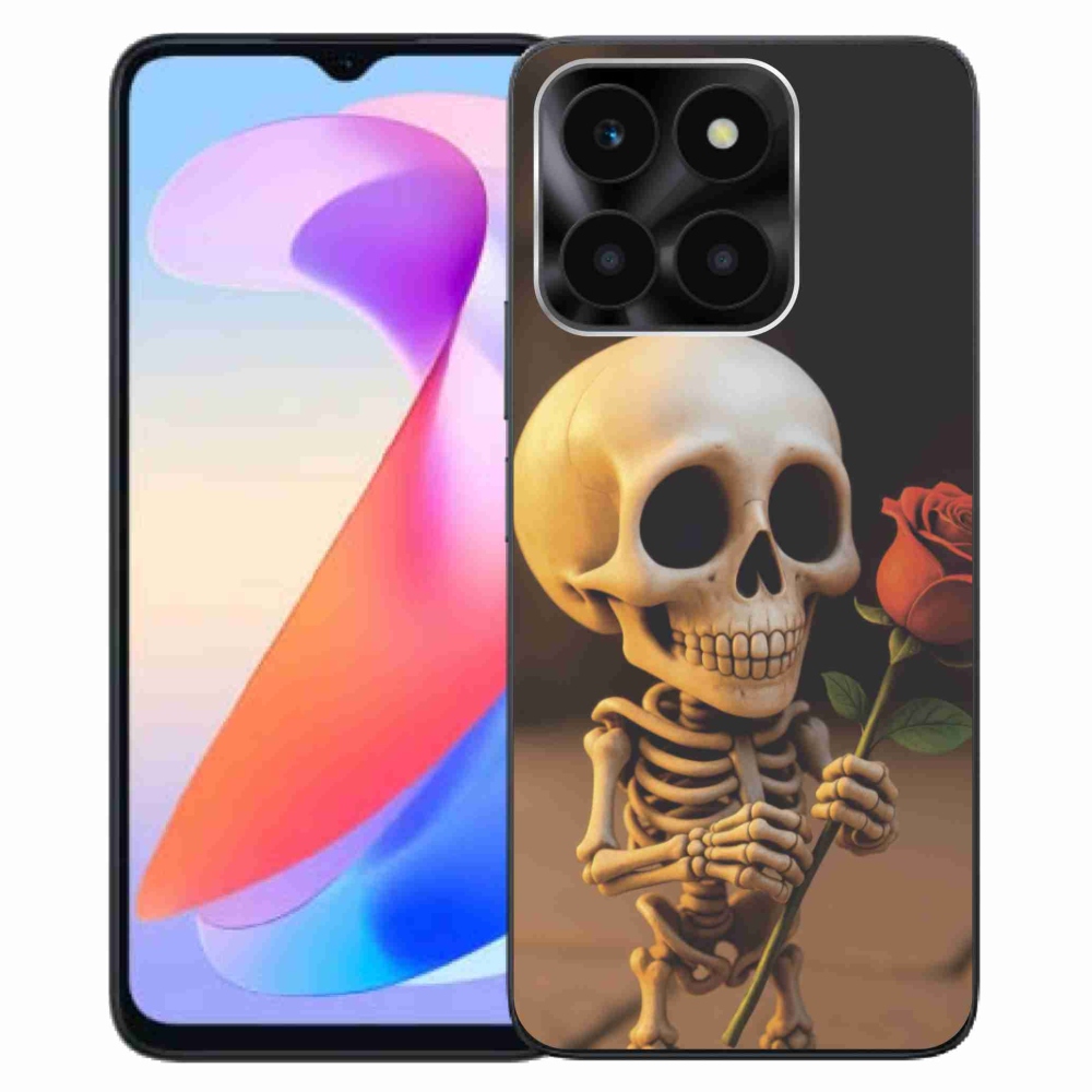 Gélový kryt mmCase na Honor X6a - kostlivec s ružou