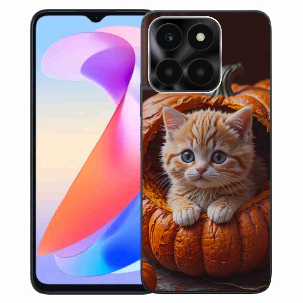 Gélový kryt mmCase na Honor X6a - mačiatko a tekvica 2