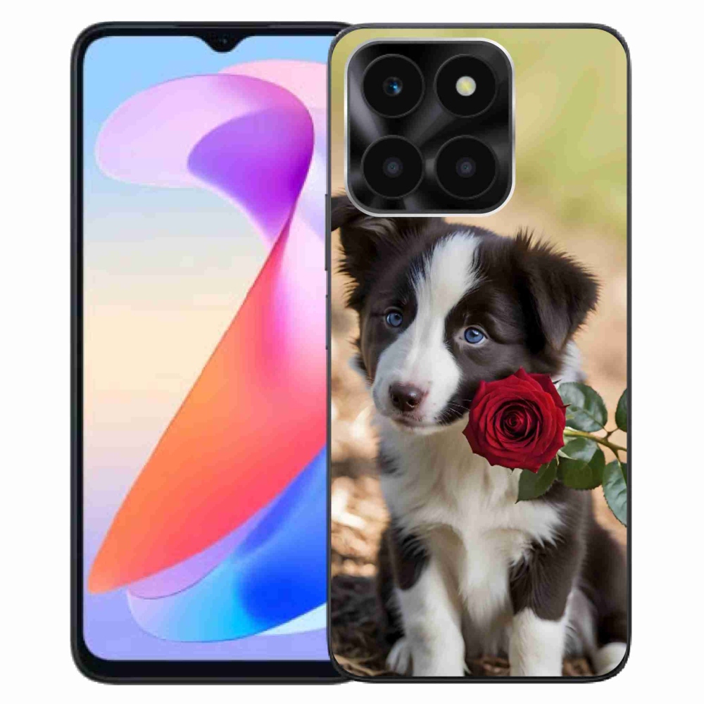 Gélový kryt mmCase na Honor X6a - roztomilá border kólia s ružou